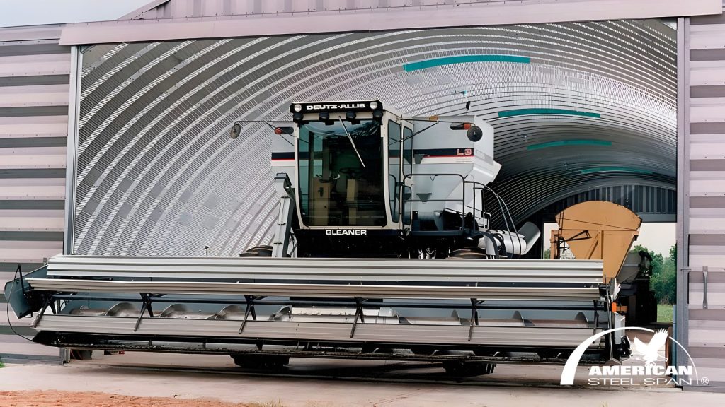 metal combine storage barn
